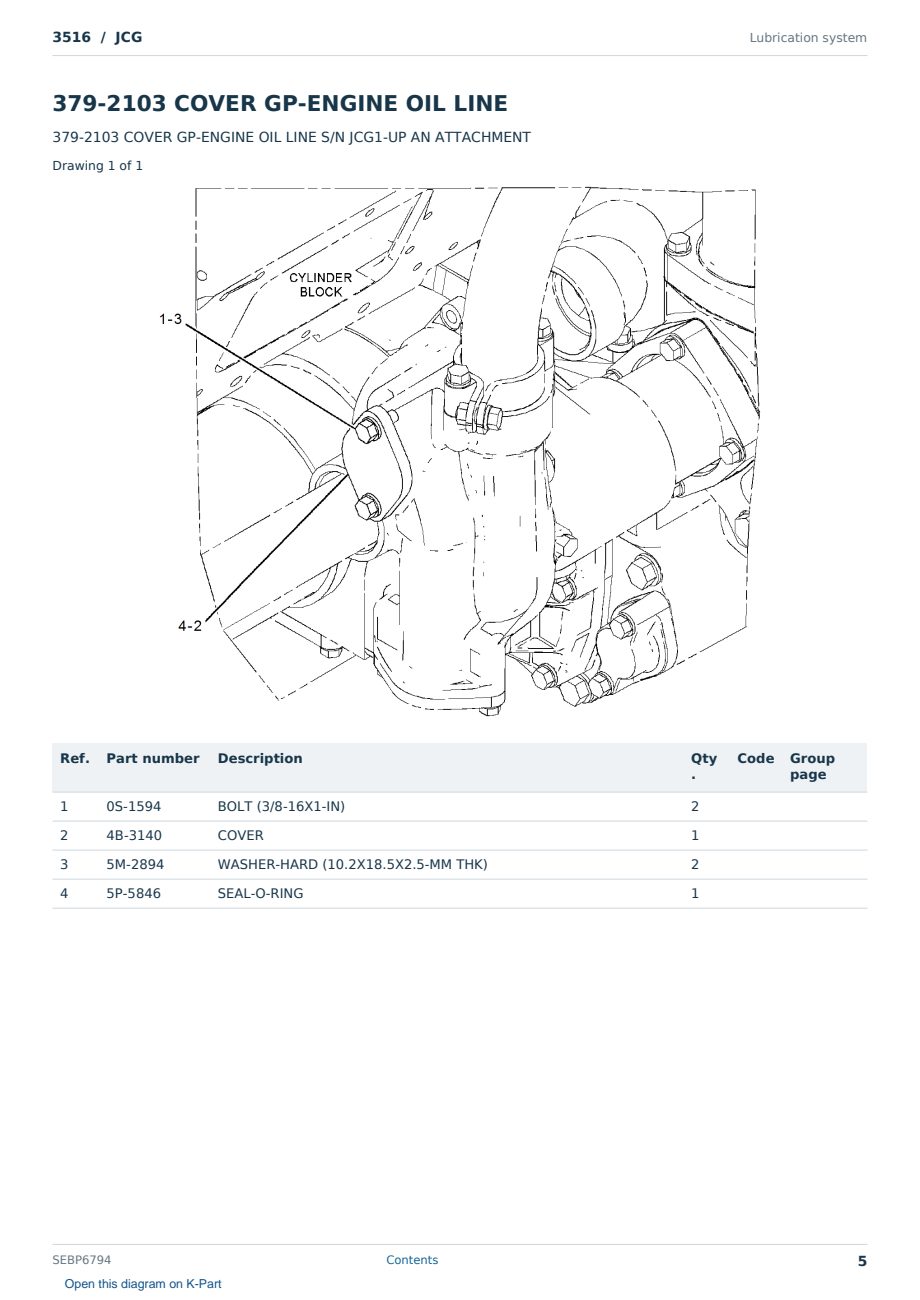 Caterpillar 3516 S/N JCG Partsbook SEBP6794 (English) - sample page 5 of 10 Caterpillar 3516 S/N JCG Partsbook SEBP6794 (English) - sample page 5 of 10