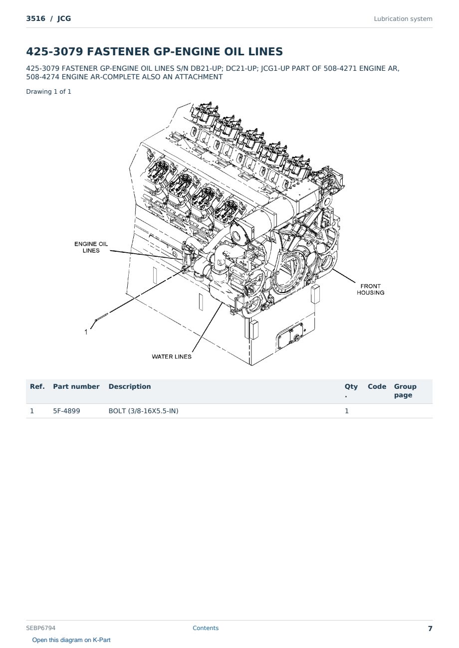 Caterpillar 3516 S/N JCG Partsbook SEBP6794 (English) - sample page 7 of 10 Caterpillar 3516 S/N JCG Partsbook SEBP6794 (English) - sample page 7 of 10