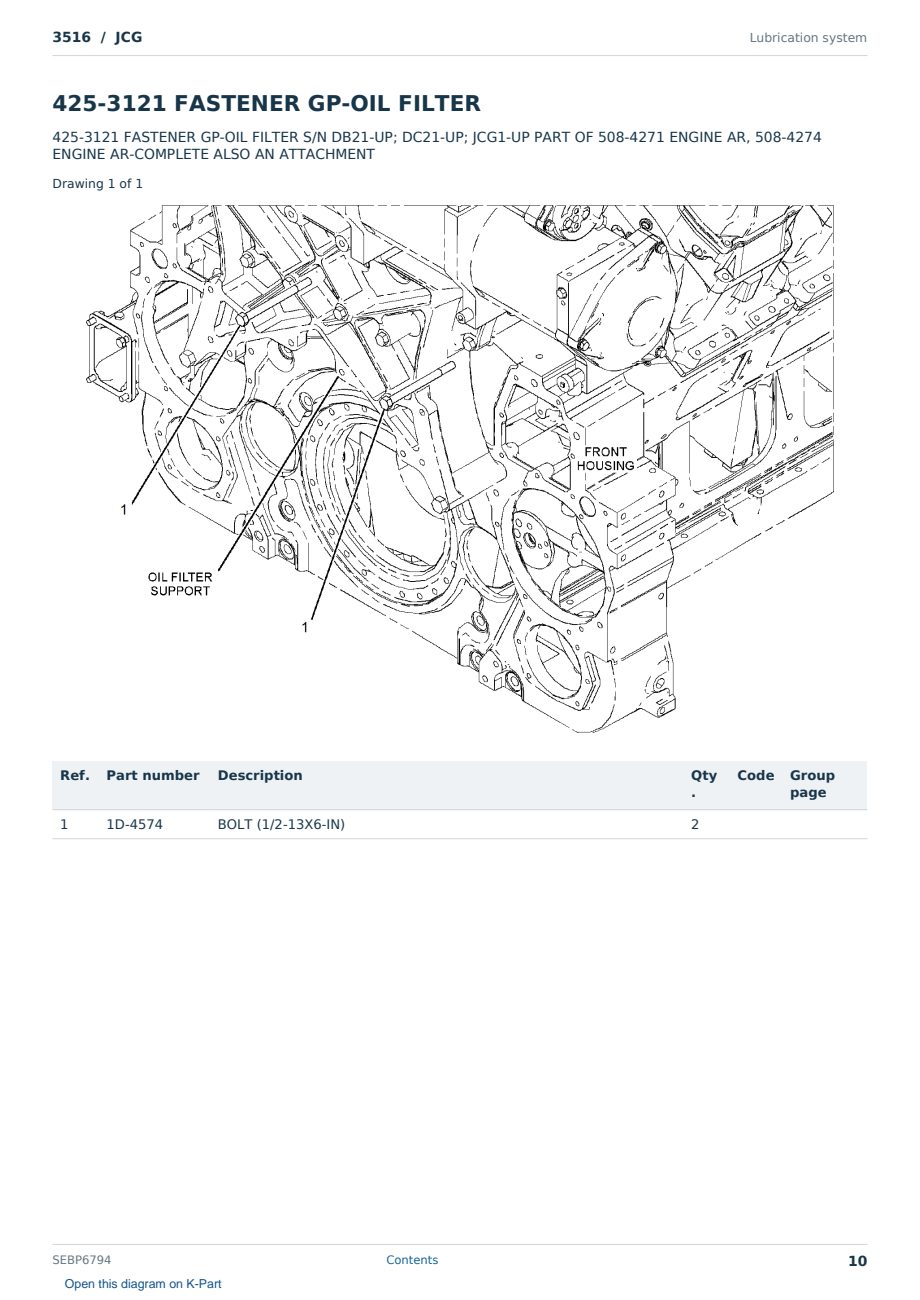 Caterpillar 3516 S/N JCG Partsbook SEBP6794 (English) - sample page 10 of 10 Caterpillar 3516 S/N JCG Partsbook SEBP6794 (English) - sample page 10 of 10
