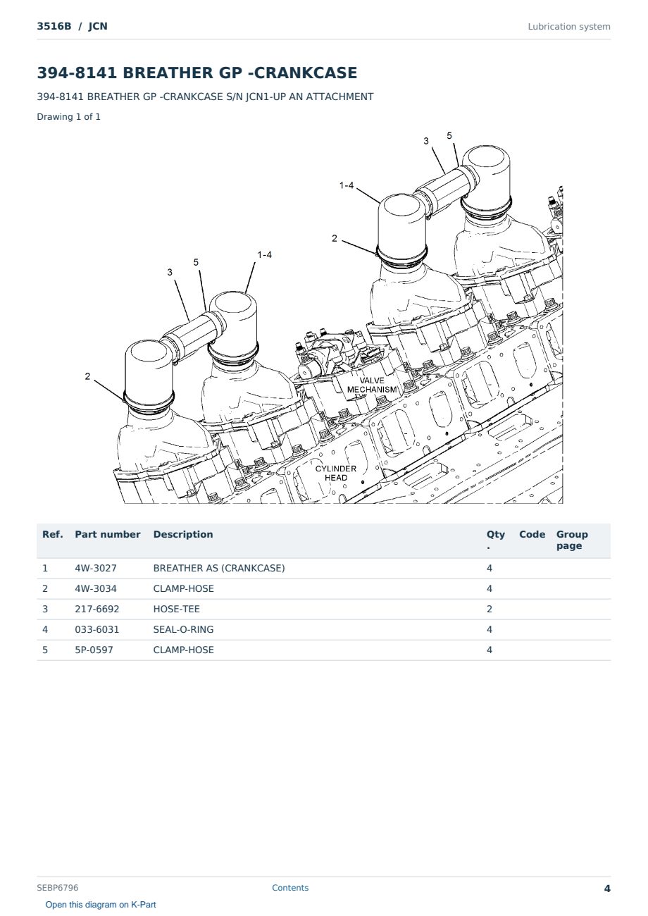 Caterpillar 3516B S/N JCN Partsbook SEBP6796 (English) - sample page 4 of 10 Caterpillar 3516B S/N JCN Partsbook SEBP6796 (English) - sample page 4 of 10