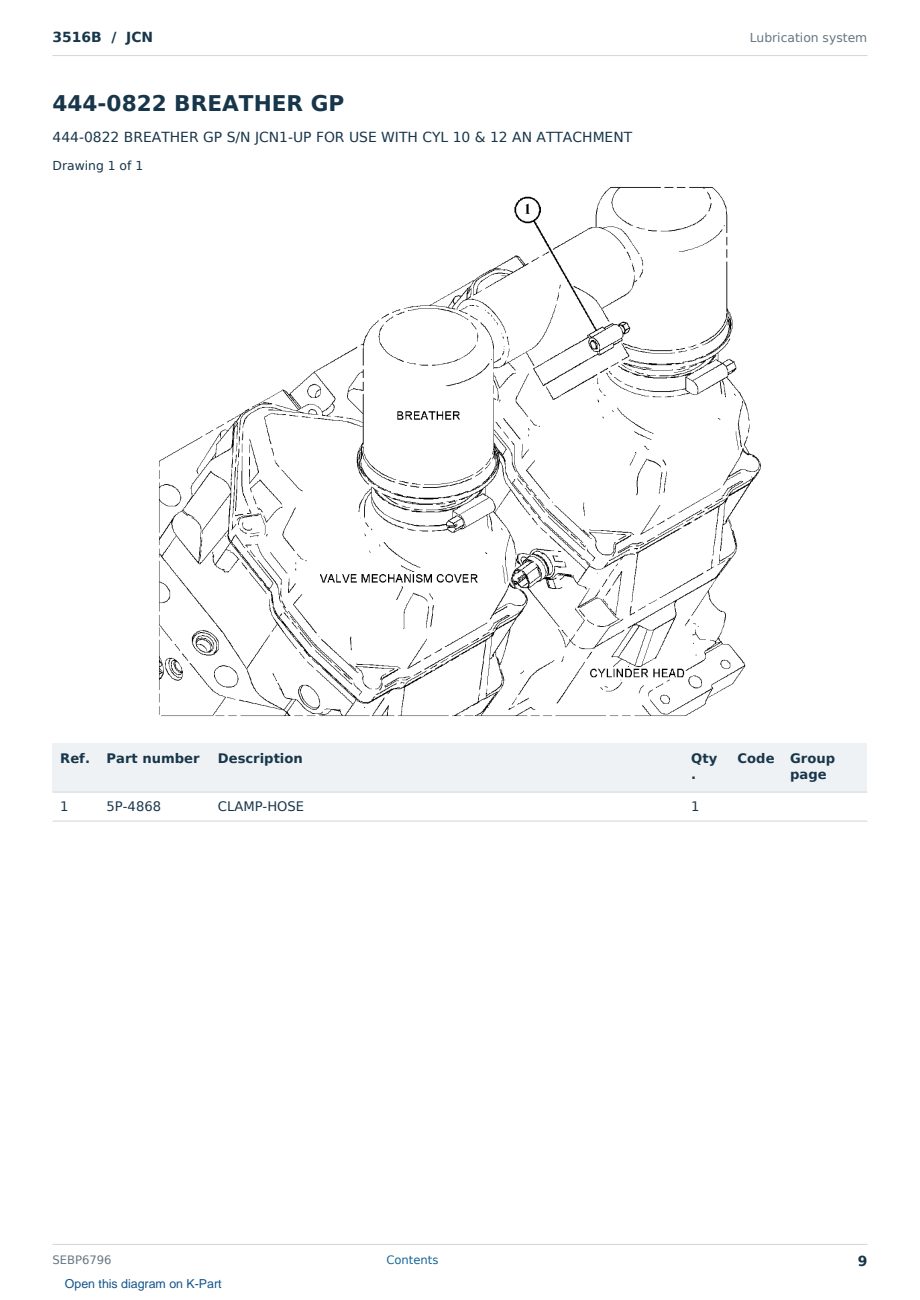 Caterpillar 3516B S/N JCN Partsbook SEBP6796 (English) - sample page 9 of 10 Caterpillar 3516B S/N JCN Partsbook SEBP6796 (English) - sample page 9 of 10