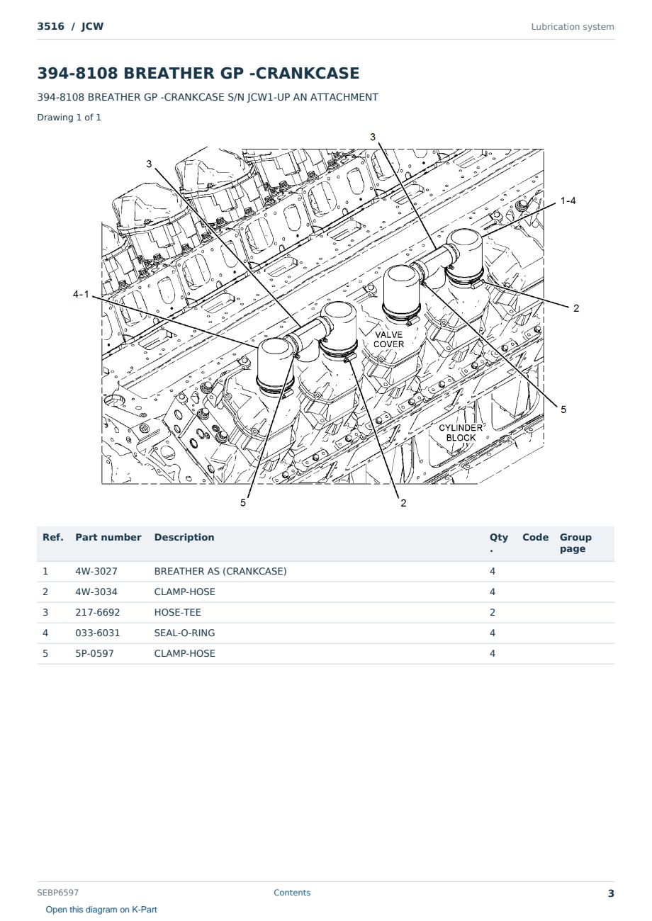 Caterpillar 3516 S/N JCW Partsbook SEBP6597 (English) - sample page 3 of 10 Caterpillar 3516 S/N JCW Partsbook SEBP6597 (English) - sample page 3 of 10