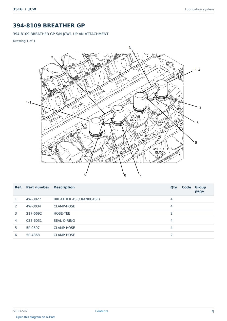 Caterpillar 3516 S/N JCW Partsbook SEBP6597 (English) - sample page 4 of 10 Caterpillar 3516 S/N JCW Partsbook SEBP6597 (English) - sample page 4 of 10