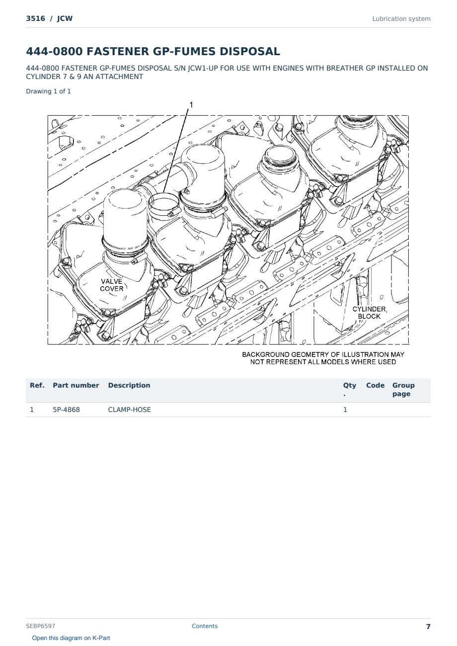 Caterpillar 3516 S/N JCW Partsbook SEBP6597 (English) - sample page 7 of 10 Caterpillar 3516 S/N JCW Partsbook SEBP6597 (English) - sample page 7 of 10