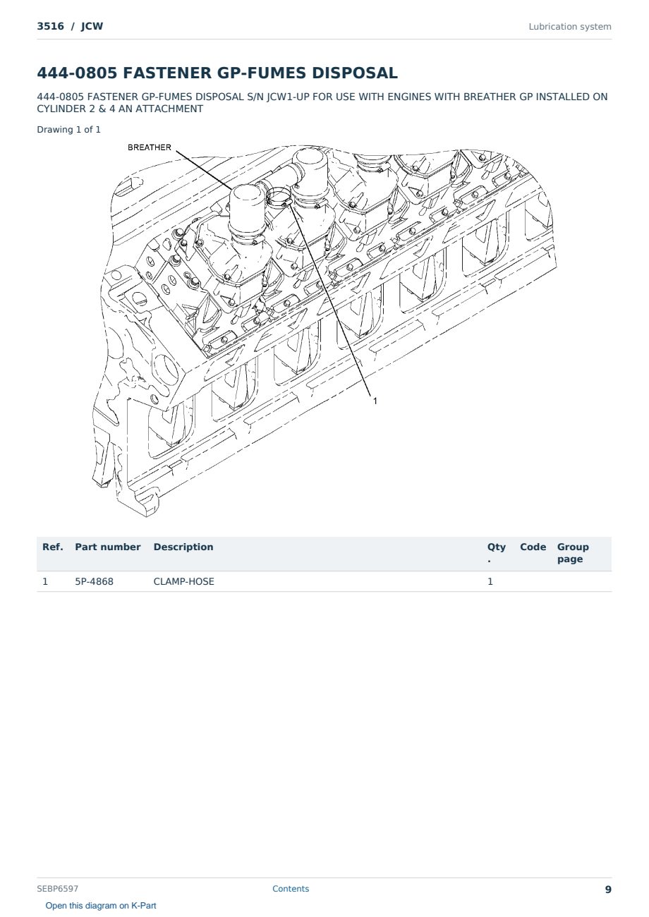 Caterpillar 3516 S/N JCW Partsbook SEBP6597 (English) - sample page 9 of 10 Caterpillar 3516 S/N JCW Partsbook SEBP6597 (English) - sample page 9 of 10