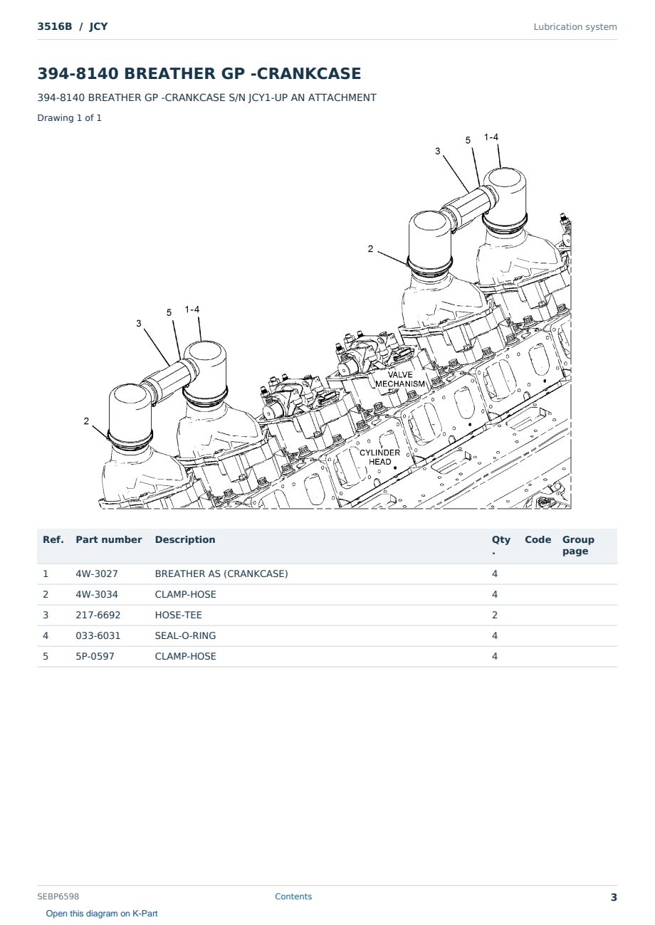 Caterpillar 3516B S/N JCY Partsbook SEBP6598 (English) - sample page 3 of 10 Caterpillar 3516B S/N JCY Partsbook SEBP6598 (English) - sample page 3 of 10