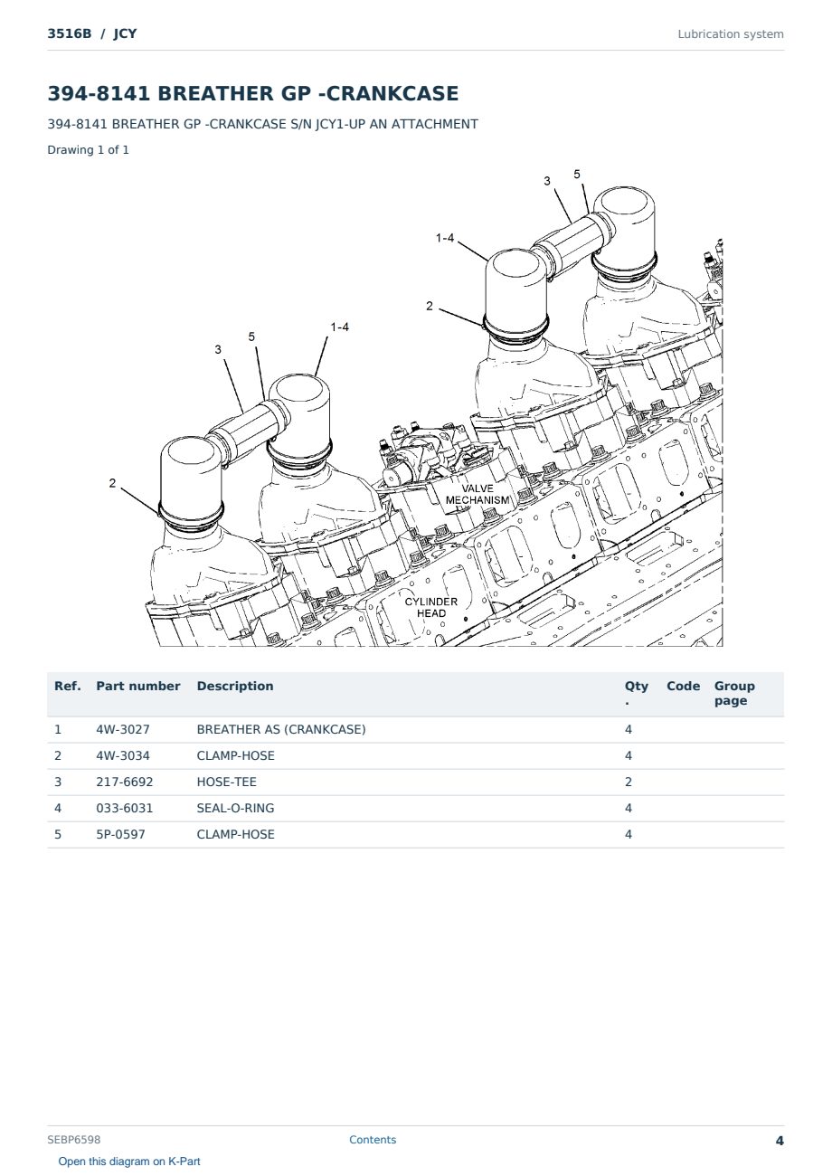 Caterpillar 3516B S/N JCY Partsbook SEBP6598 (English) - sample page 4 of 10 Caterpillar 3516B S/N JCY Partsbook SEBP6598 (English) - sample page 4 of 10