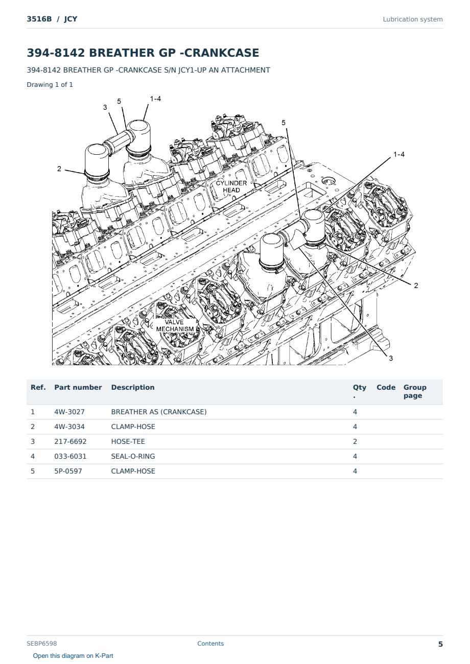 Caterpillar 3516B S/N JCY Partsbook SEBP6598 (English) - sample page 5 of 10 Caterpillar 3516B S/N JCY Partsbook SEBP6598 (English) - sample page 5 of 10
