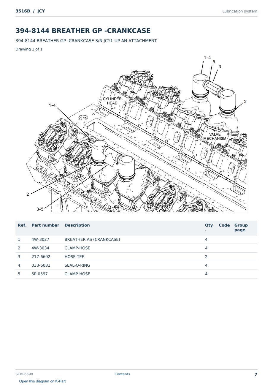 Caterpillar 3516B S/N JCY Partsbook SEBP6598 (English) - sample page 7 of 10 Caterpillar 3516B S/N JCY Partsbook SEBP6598 (English) - sample page 7 of 10