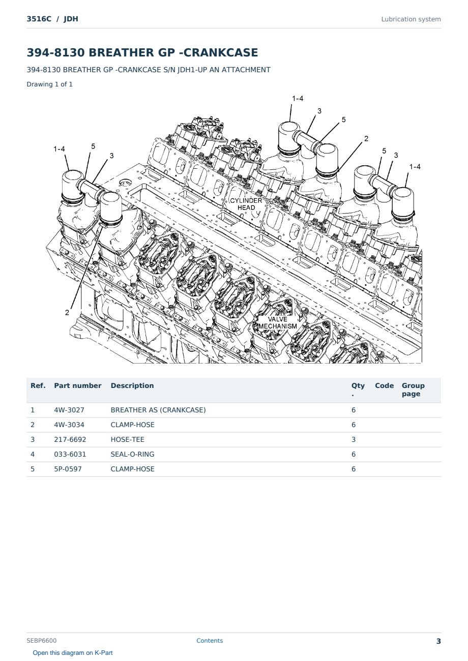 Caterpillar 3516C S/N JDH Partsbook SEBP6600 (English) - sample page 3 of 10 Caterpillar 3516C S/N JDH Partsbook SEBP6600 (English) - sample page 3 of 10
