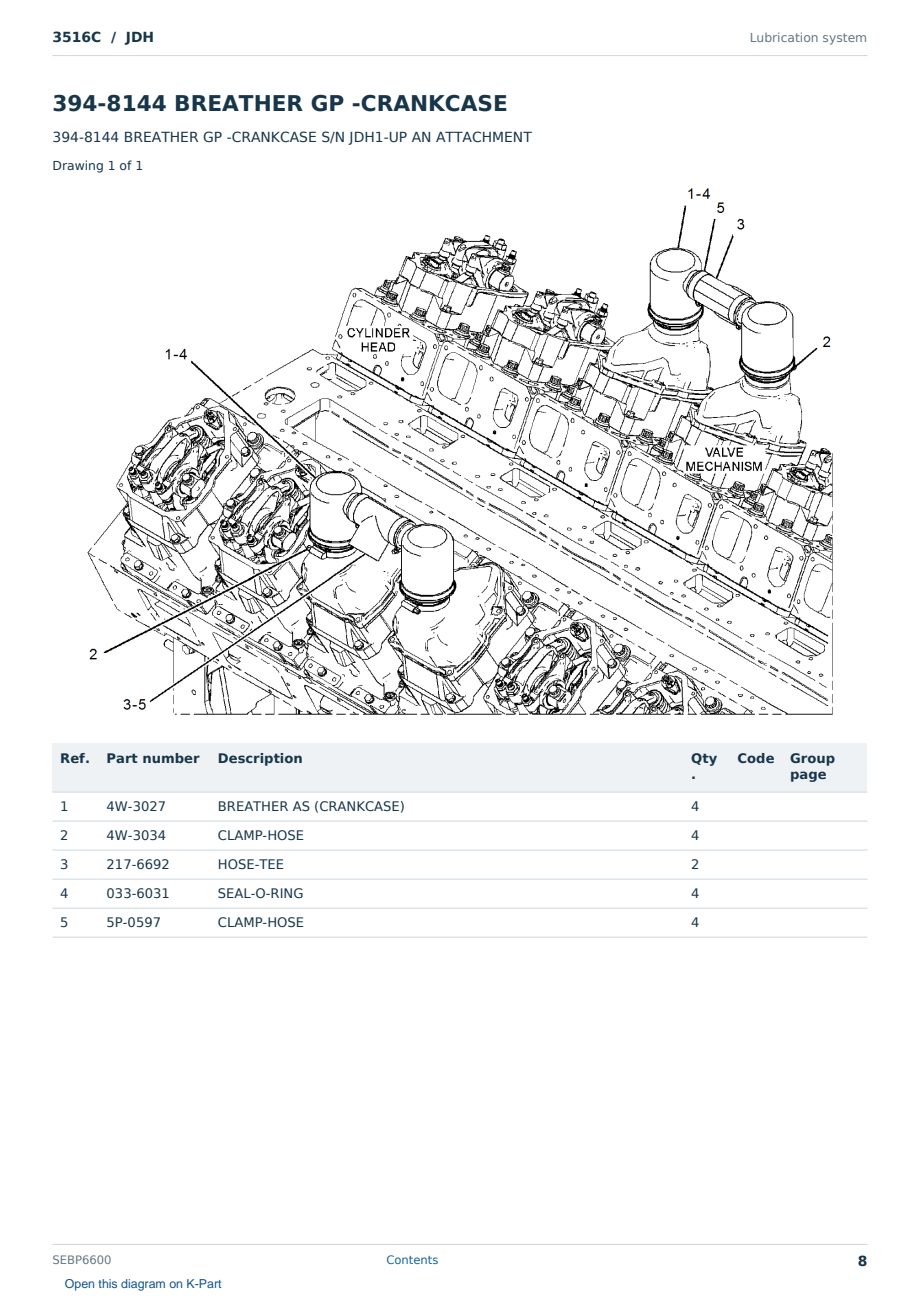 Caterpillar 3516C S/N JDH Partsbook SEBP6600 (English) - sample page 8 of 10 Caterpillar 3516C S/N JDH Partsbook SEBP6600 (English) - sample page 8 of 10