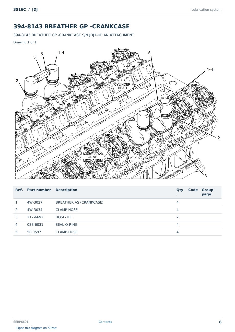 Caterpillar 3516C S/N JDJ Partsbook SEBP6601 (English) - sample page 6 of 10 Caterpillar 3516C S/N JDJ Partsbook SEBP6601 (English) - sample page 6 of 10