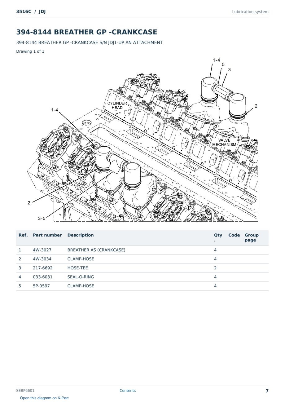 Caterpillar 3516C S/N JDJ Partsbook SEBP6601 (English) - sample page 7 of 10 Caterpillar 3516C S/N JDJ Partsbook SEBP6601 (English) - sample page 7 of 10