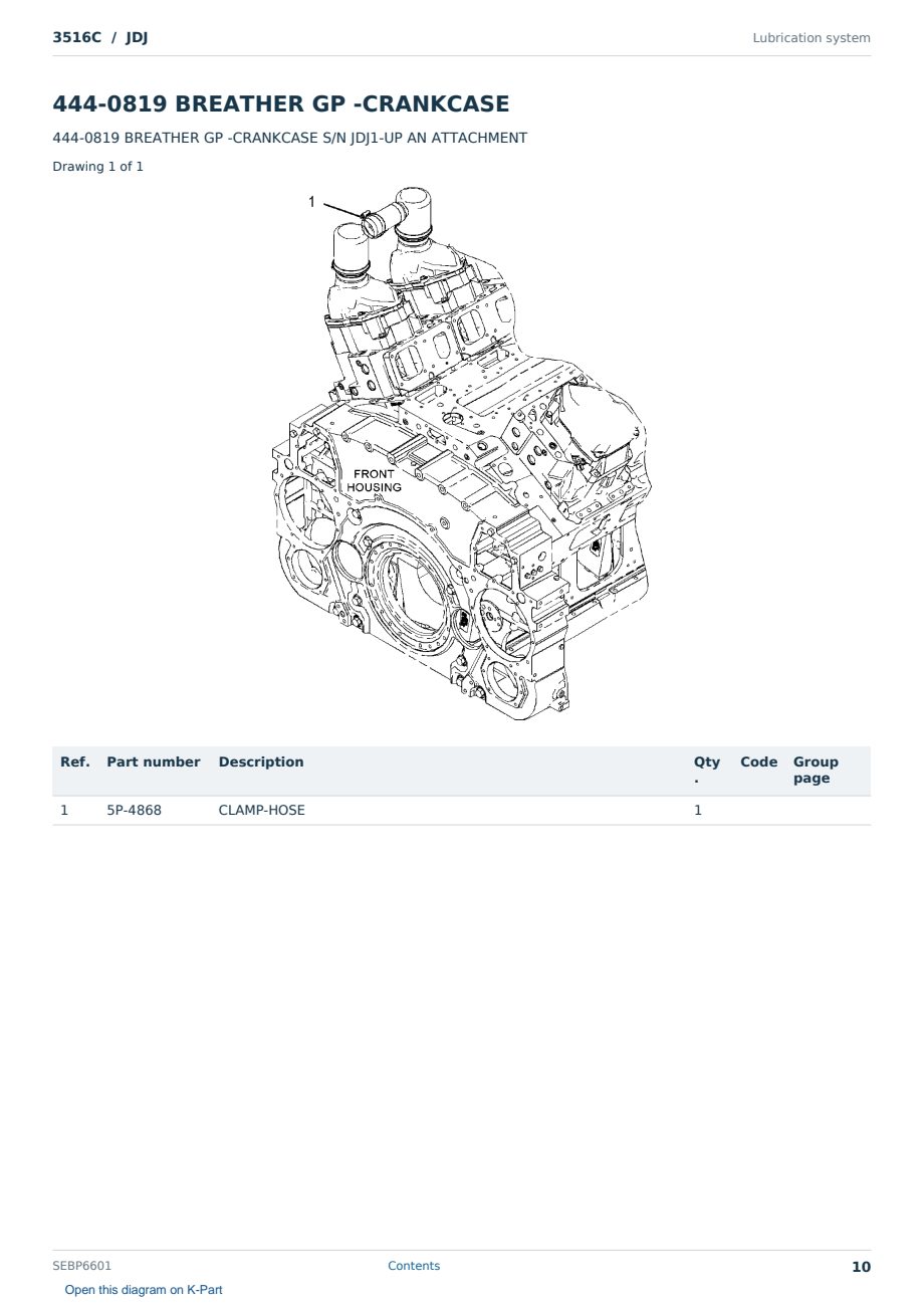 Caterpillar 3516C S/N JDJ Partsbook SEBP6601 (English) - sample page 10 of 10 Caterpillar 3516C S/N JDJ Partsbook SEBP6601 (English) - sample page 10 of 10