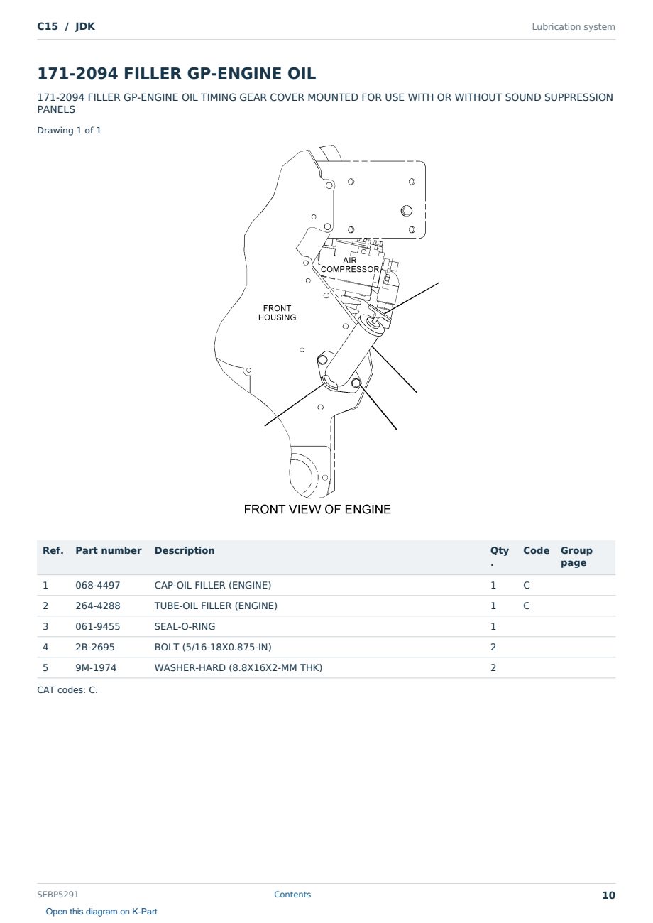 Caterpillar C15 S/N JDK Partsbook SEBP5291 (English) - sample page 10 of 10 Caterpillar C15 S/N JDK Partsbook SEBP5291 (English) - sample page 10 of 10