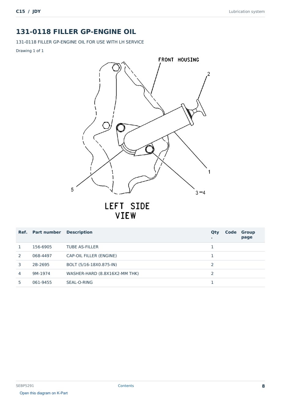 Caterpillar C15 S/N JDY Partsbook SEBP5291 (English) - sample page 8 of 10 Caterpillar C15 S/N JDY Partsbook SEBP5291 (English) - sample page 8 of 10