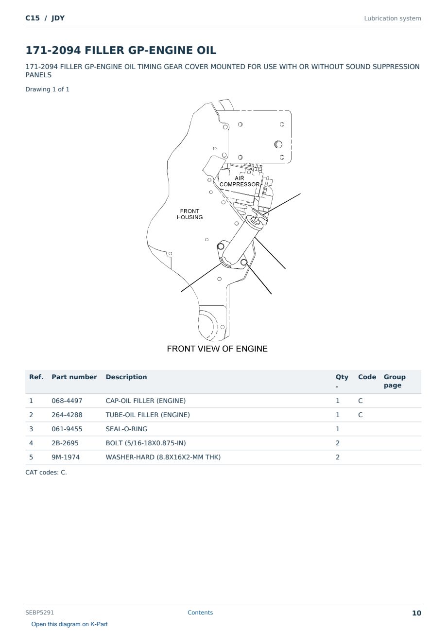 Caterpillar C15 S/N JDY Partsbook SEBP5291 (English) - sample page 10 of 10 Caterpillar C15 S/N JDY Partsbook SEBP5291 (English) - sample page 10 of 10