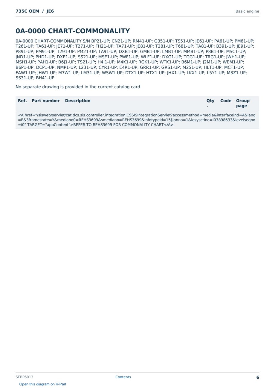 Caterpillar 735C OEM S/N JE6 Partsbook SEBP6013 (English) - sample page 6 of 6 Caterpillar 735C OEM S/N JE6 Partsbook SEBP6013 (English) - sample page 6 of 6
