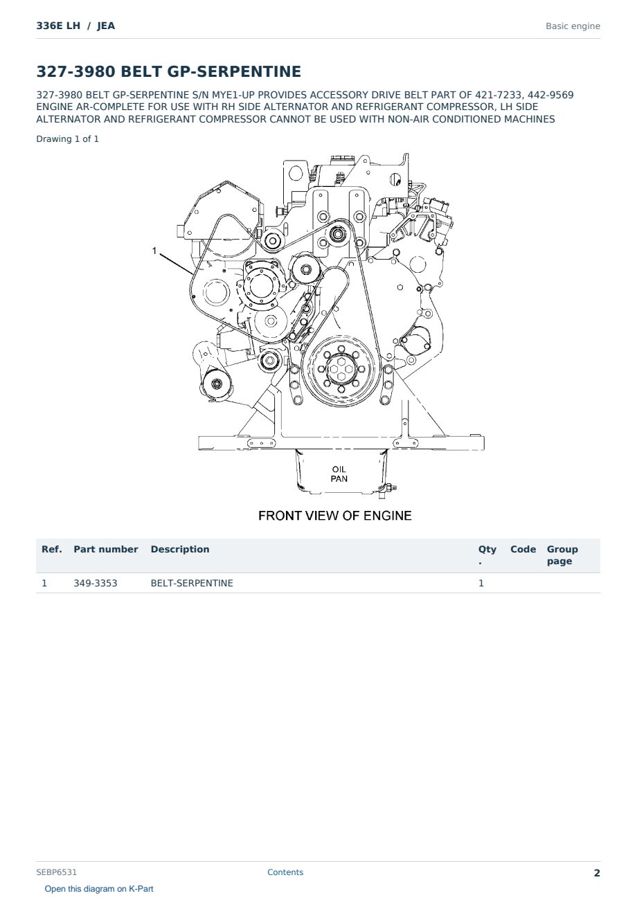 Caterpillar 336E LH S/N JEA Partsbook SEBP6531 (English) - sample page 2 of 10 Caterpillar 336E LH S/N JEA Partsbook SEBP6531 (English) - sample page 2 of 10