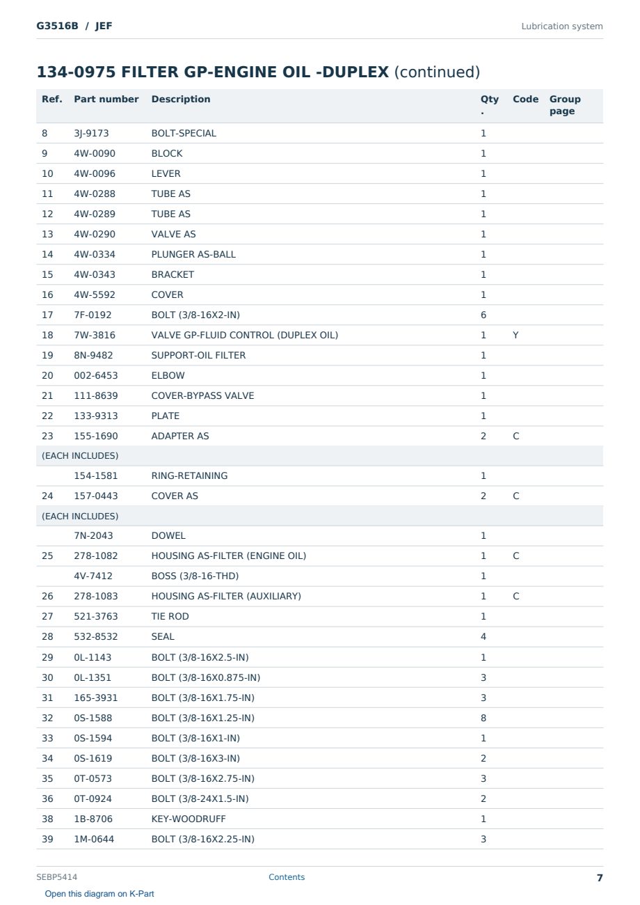 Caterpillar G3516B S/N JEF Partsbook SEBP5414 (English) - sample page 7 of 10 Caterpillar G3516B S/N JEF Partsbook SEBP5414 (English) - sample page 7 of 10