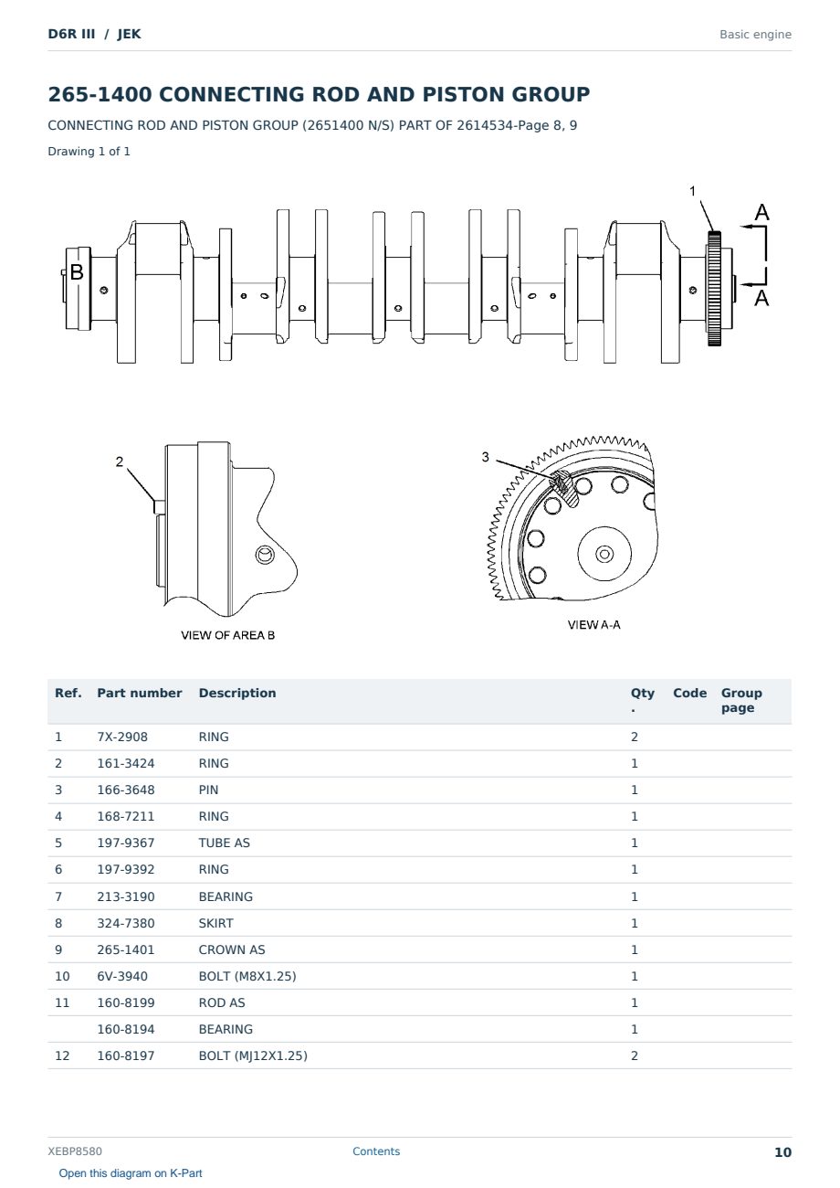 Caterpillar D6R III S/N JEK Partsbook XEBP8580 (English) - sample page 10 of 10 Caterpillar D6R III S/N JEK Partsbook XEBP8580 (English) - sample page 10 of 10