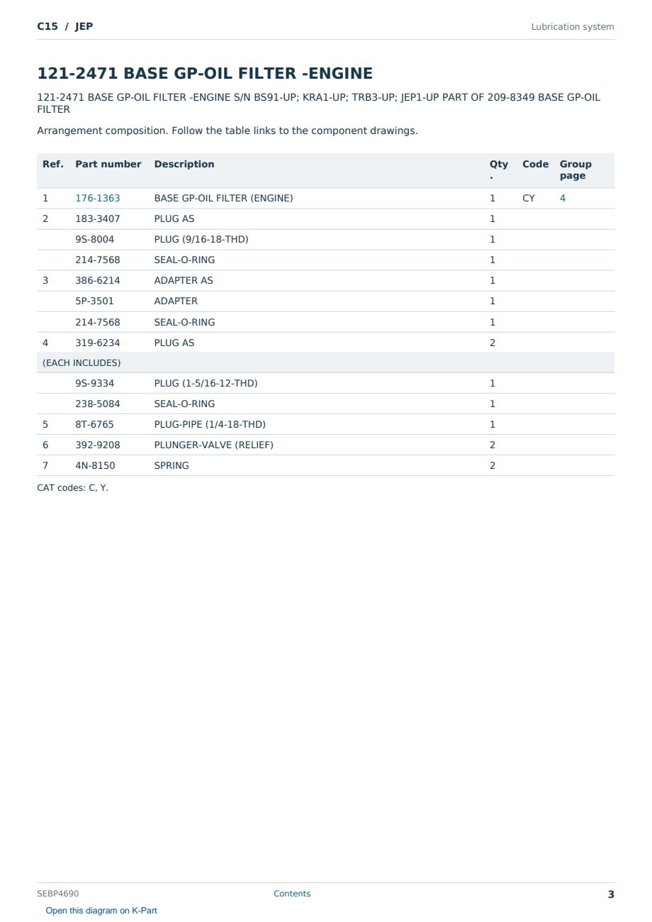 Caterpillar C15 S/N JEP Partsbook SEBP4690 (English) - sample page 3 of 10 Caterpillar C15 S/N JEP Partsbook SEBP4690 (English) - sample page 3 of 10