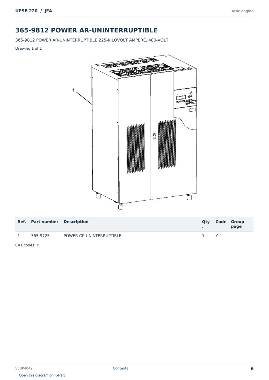 Caterpillar UPSB 220 S/N JFA Partsbook SEBP4042 (English) - sample page 6 of 10 Caterpillar UPSB 220 S/N JFA Partsbook SEBP4042 (English) - sample page 6 of 10