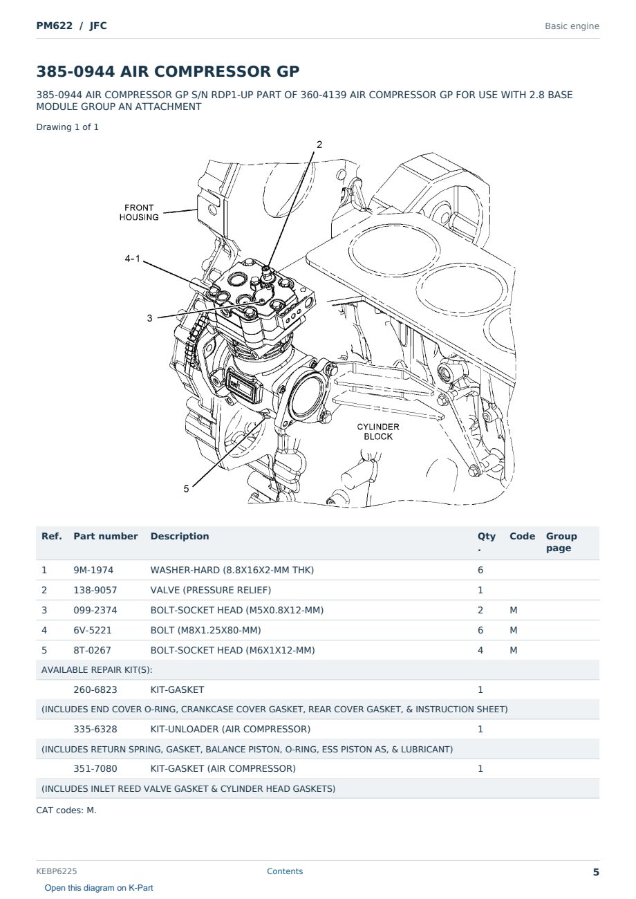 Caterpillar PM622 S/N JFC Partsbook KEBP6225 (English) - sample page 5 of 10 Caterpillar PM622 S/N JFC Partsbook KEBP6225 (English) - sample page 5 of 10