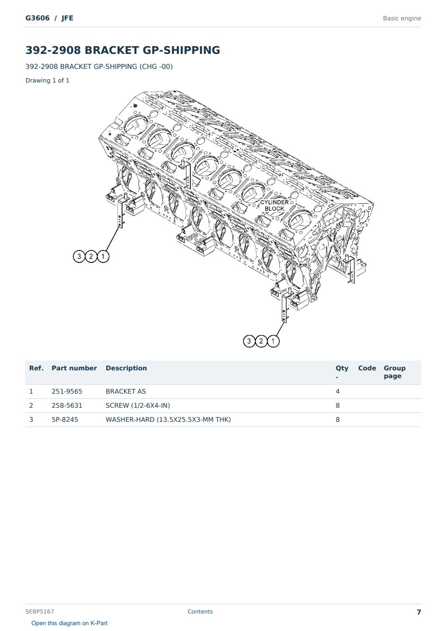 Caterpillar G3606 S/N JFE Partsbook SEBP5167 (English) - sample page 7 of 10 Caterpillar G3606 S/N JFE Partsbook SEBP5167 (English) - sample page 7 of 10