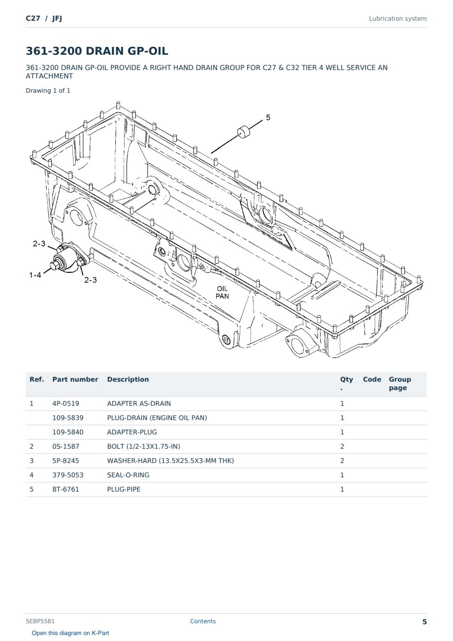 Caterpillar C27 S/N JFJ Partsbook SEBP5581 (English) - sample page 5 of 10 Caterpillar C27 S/N JFJ Partsbook SEBP5581 (English) - sample page 5 of 10