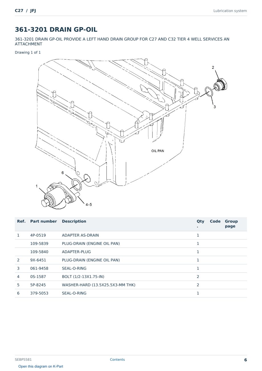 Caterpillar C27 S/N JFJ Partsbook SEBP5581 (English) - sample page 6 of 10 Caterpillar C27 S/N JFJ Partsbook SEBP5581 (English) - sample page 6 of 10