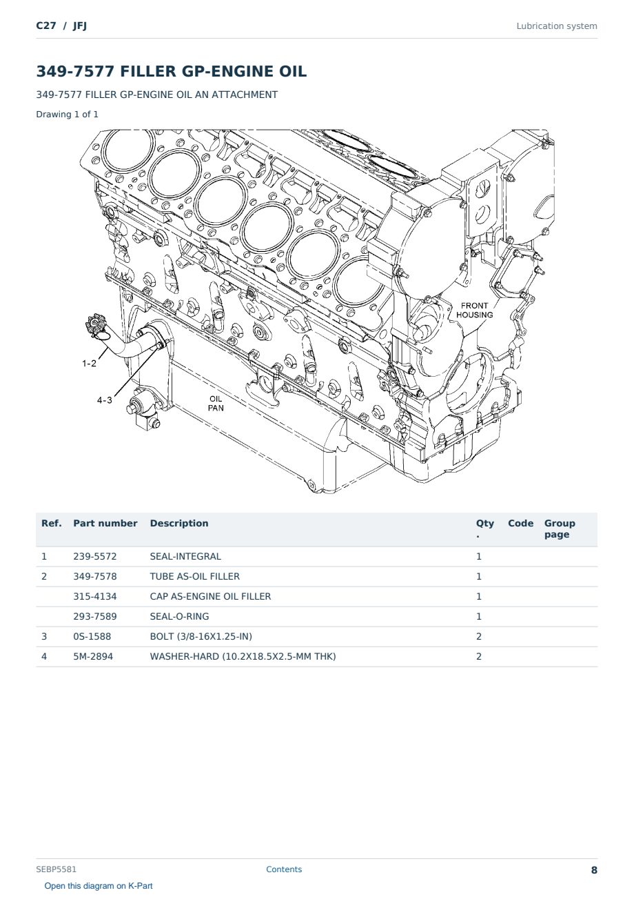 Caterpillar C27 S/N JFJ Partsbook SEBP5581 (English) - sample page 8 of 10 Caterpillar C27 S/N JFJ Partsbook SEBP5581 (English) - sample page 8 of 10