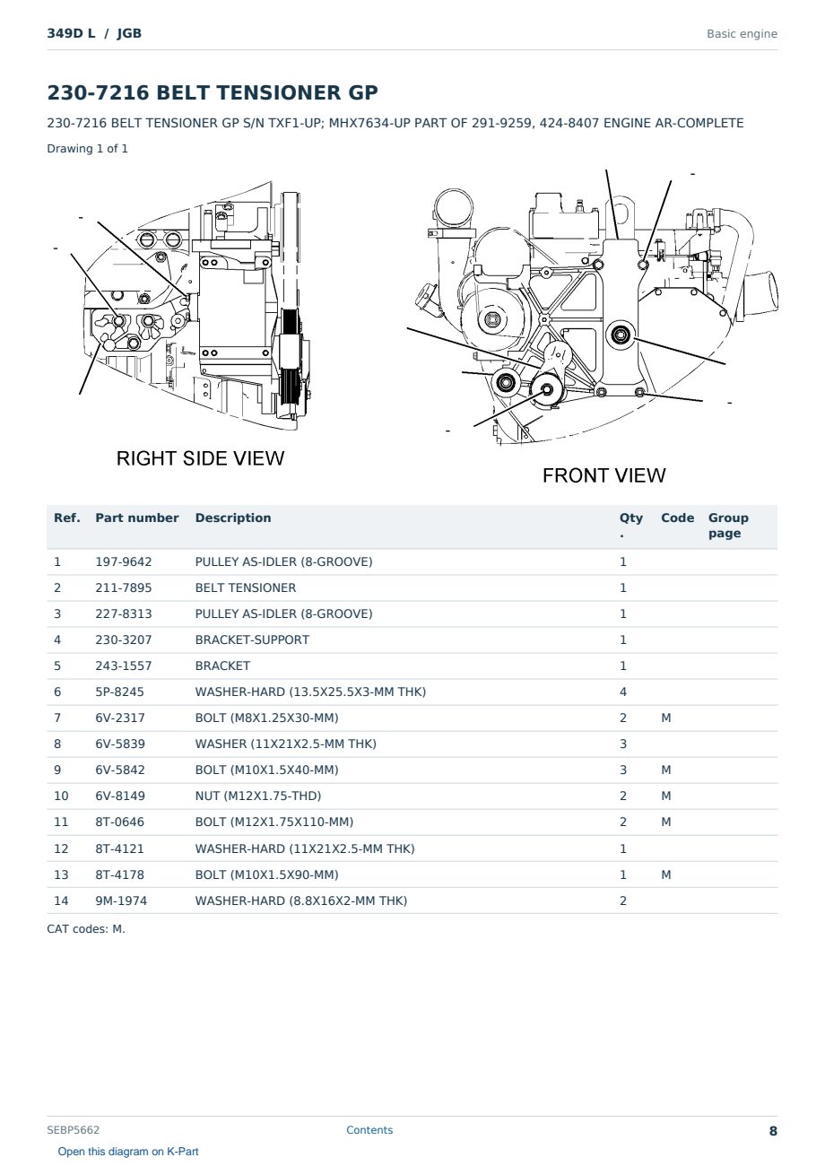 Caterpillar 349D L S/N JGB Partsbook SEBP5662 (English) - sample page 8 of 10 Caterpillar 349D L S/N JGB Partsbook SEBP5662 (English) - sample page 8 of 10