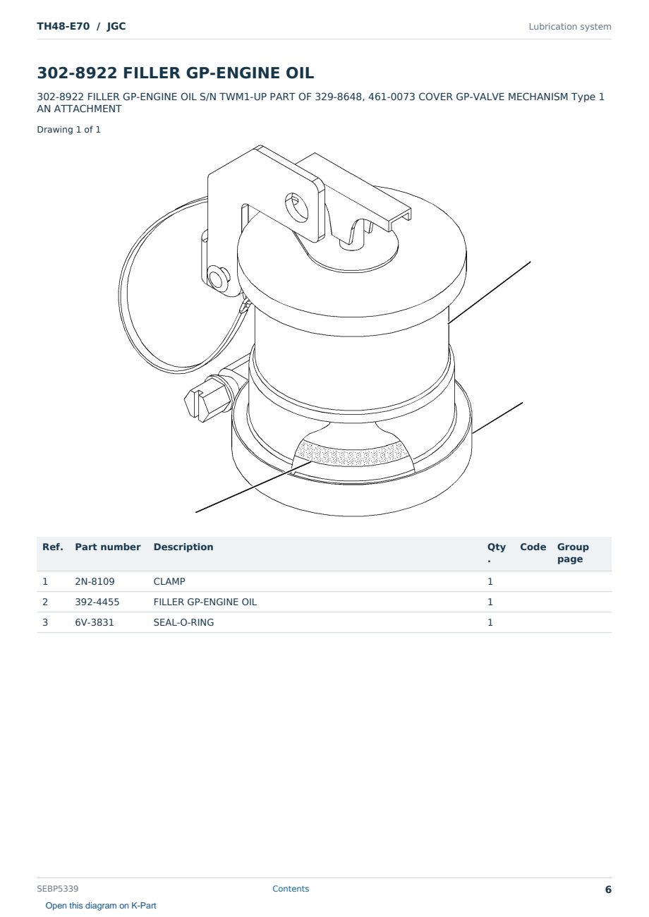 Caterpillar TH48-E70 S/N JGC Partsbook SEBP5339 (English) - sample page 6 of 10 Caterpillar TH48-E70 S/N JGC Partsbook SEBP5339 (English) - sample page 6 of 10