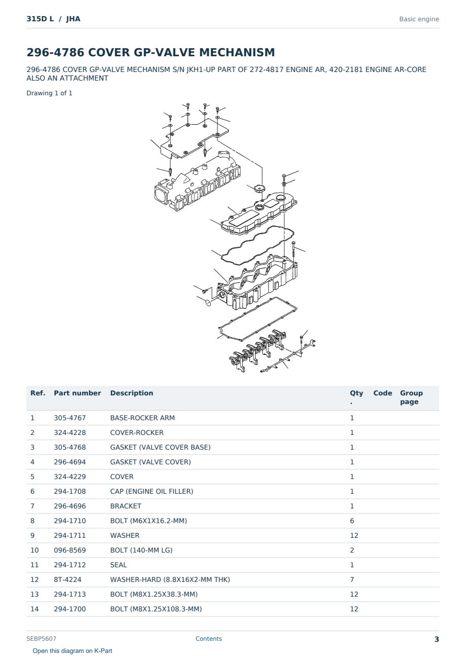 Caterpillar 315D L S/N JHA Partsbook SEBP5607 (English) - sample page 3 of 10 Caterpillar 315D L S/N JHA Partsbook SEBP5607 (English) - sample page 3 of 10