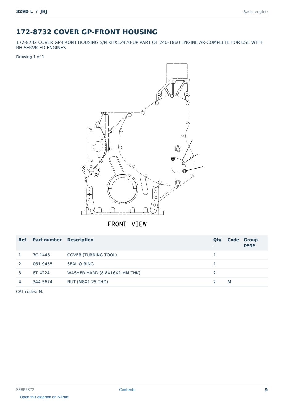 Caterpillar 329D L S/N JHJ Partsbook SEBP5372 (English) - sample page 9 of 10 Caterpillar 329D L S/N JHJ Partsbook SEBP5372 (English) - sample page 9 of 10