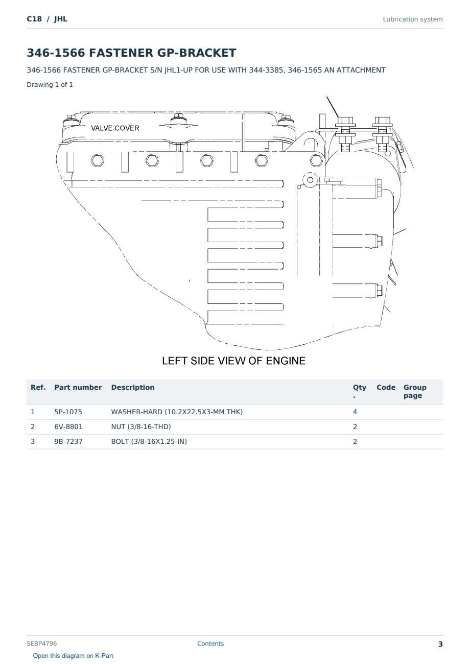 Caterpillar C18 S/N JHL Partsbook SEBP4796 (English) - sample page 3 of 10 Caterpillar C18 S/N JHL Partsbook SEBP4796 (English) - sample page 3 of 10