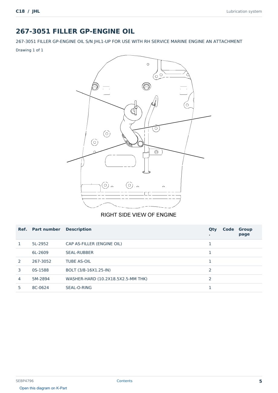 Caterpillar C18 S/N JHL Partsbook SEBP4796 (English) - sample page 5 of 10 Caterpillar C18 S/N JHL Partsbook SEBP4796 (English) - sample page 5 of 10