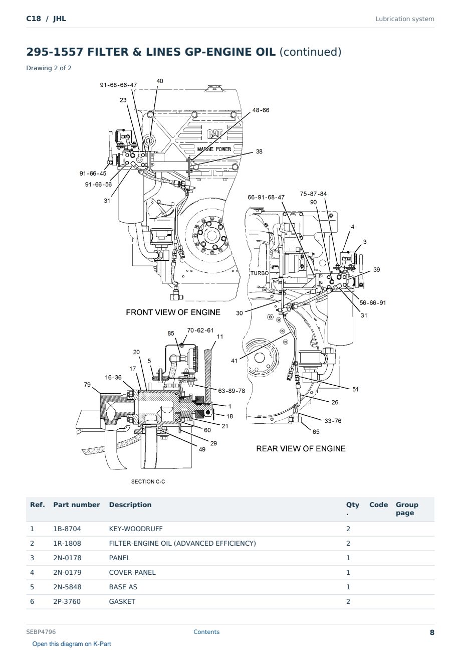 Caterpillar C18 S/N JHL Partsbook SEBP4796 (English) - sample page 8 of 10 Caterpillar C18 S/N JHL Partsbook SEBP4796 (English) - sample page 8 of 10