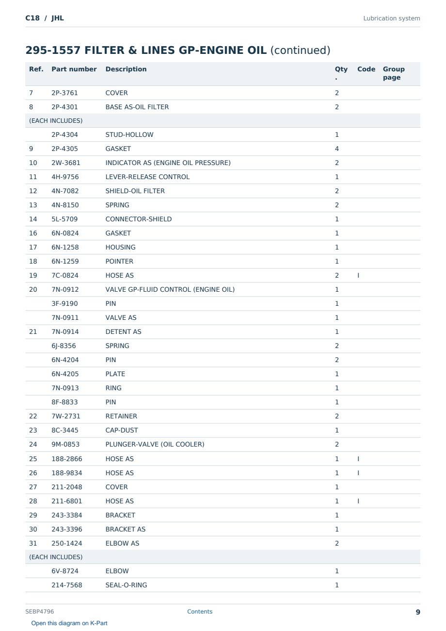 Caterpillar C18 S/N JHL Partsbook SEBP4796 (English) - sample page 9 of 10 Caterpillar C18 S/N JHL Partsbook SEBP4796 (English) - sample page 9 of 10