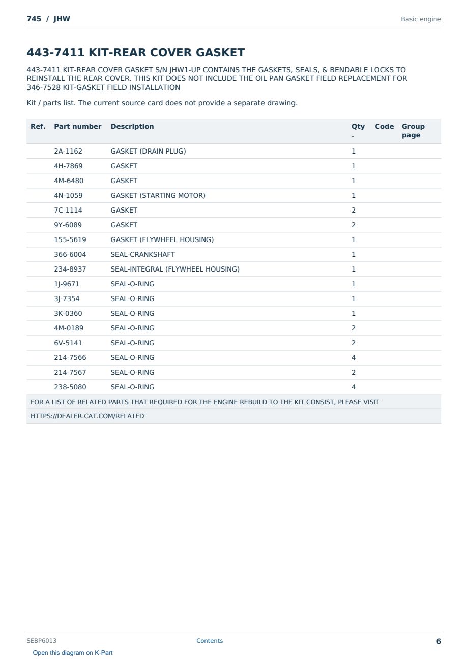 Caterpillar 745 S/N JHW Partsbook SEBP6013 (English) - sample page 6 of 7 Caterpillar 745 S/N JHW Partsbook SEBP6013 (English) - sample page 6 of 7