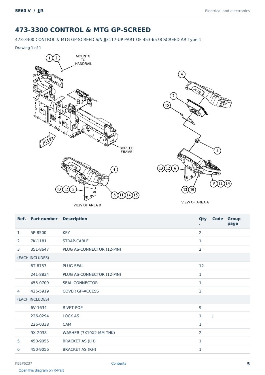 Caterpillar SE60 V S/N JJ3 Partsbook KEBP6237 (English) - sample page 5 of 10 Caterpillar SE60 V S/N JJ3 Partsbook KEBP6237 (English) - sample page 5 of 10