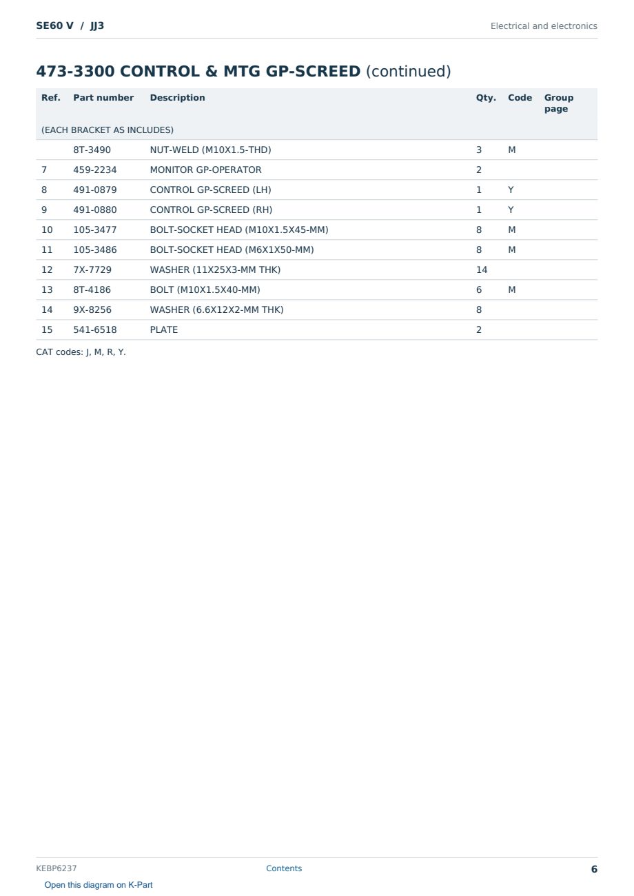 Caterpillar SE60 V S/N JJ3 Partsbook KEBP6237 (English) - sample page 6 of 10 Caterpillar SE60 V S/N JJ3 Partsbook KEBP6237 (English) - sample page 6 of 10