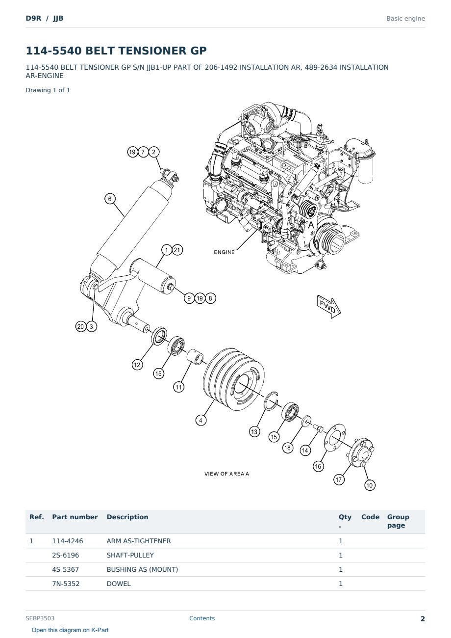 Caterpillar D9R S/N JJB Partsbook SEBP3503 (English) - sample page 2 of 10 Caterpillar D9R S/N JJB Partsbook SEBP3503 (English) - sample page 2 of 10