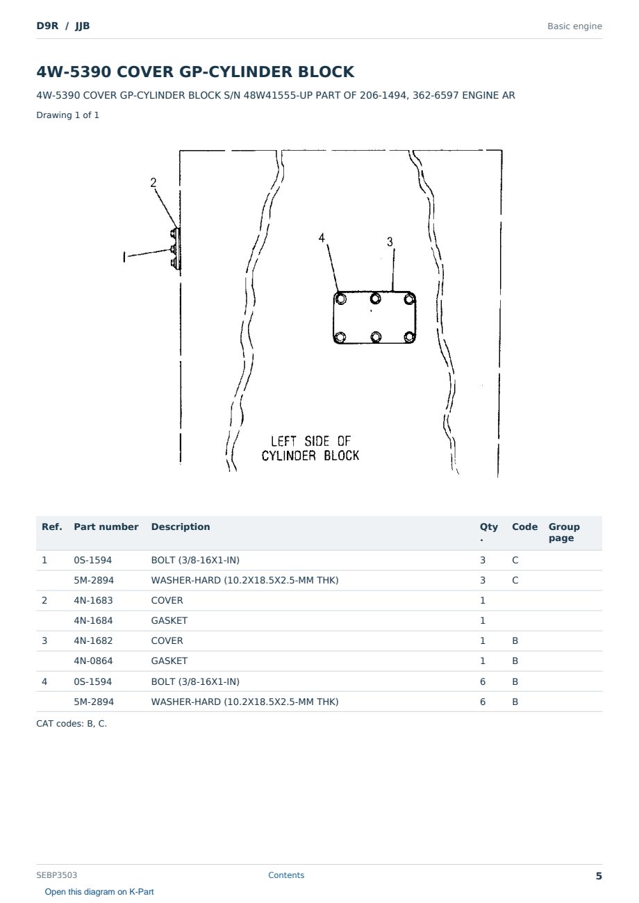 Caterpillar D9R S/N JJB Partsbook SEBP3503 (English) - sample page 5 of 10 Caterpillar D9R S/N JJB Partsbook SEBP3503 (English) - sample page 5 of 10