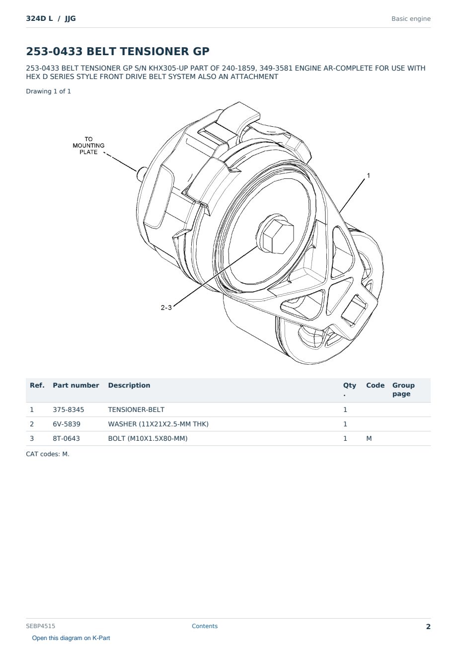 Caterpillar 324D L S/N JJG Partsbook SEBP4515 (English) - sample page 2 of 10 Caterpillar 324D L S/N JJG Partsbook SEBP4515 (English) - sample page 2 of 10