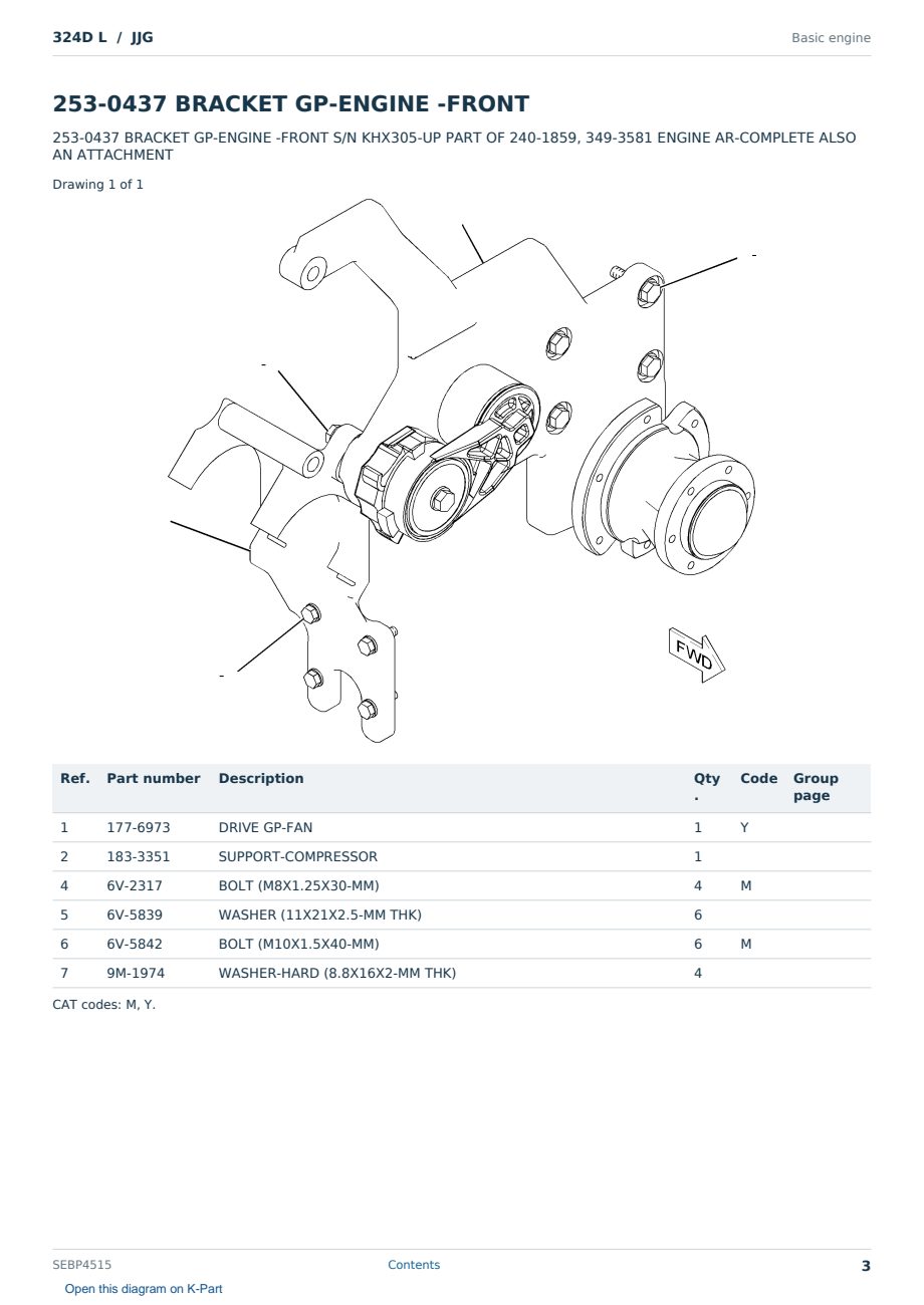 Caterpillar 324D L S/N JJG Partsbook SEBP4515 (English) - sample page 3 of 10 Caterpillar 324D L S/N JJG Partsbook SEBP4515 (English) - sample page 3 of 10