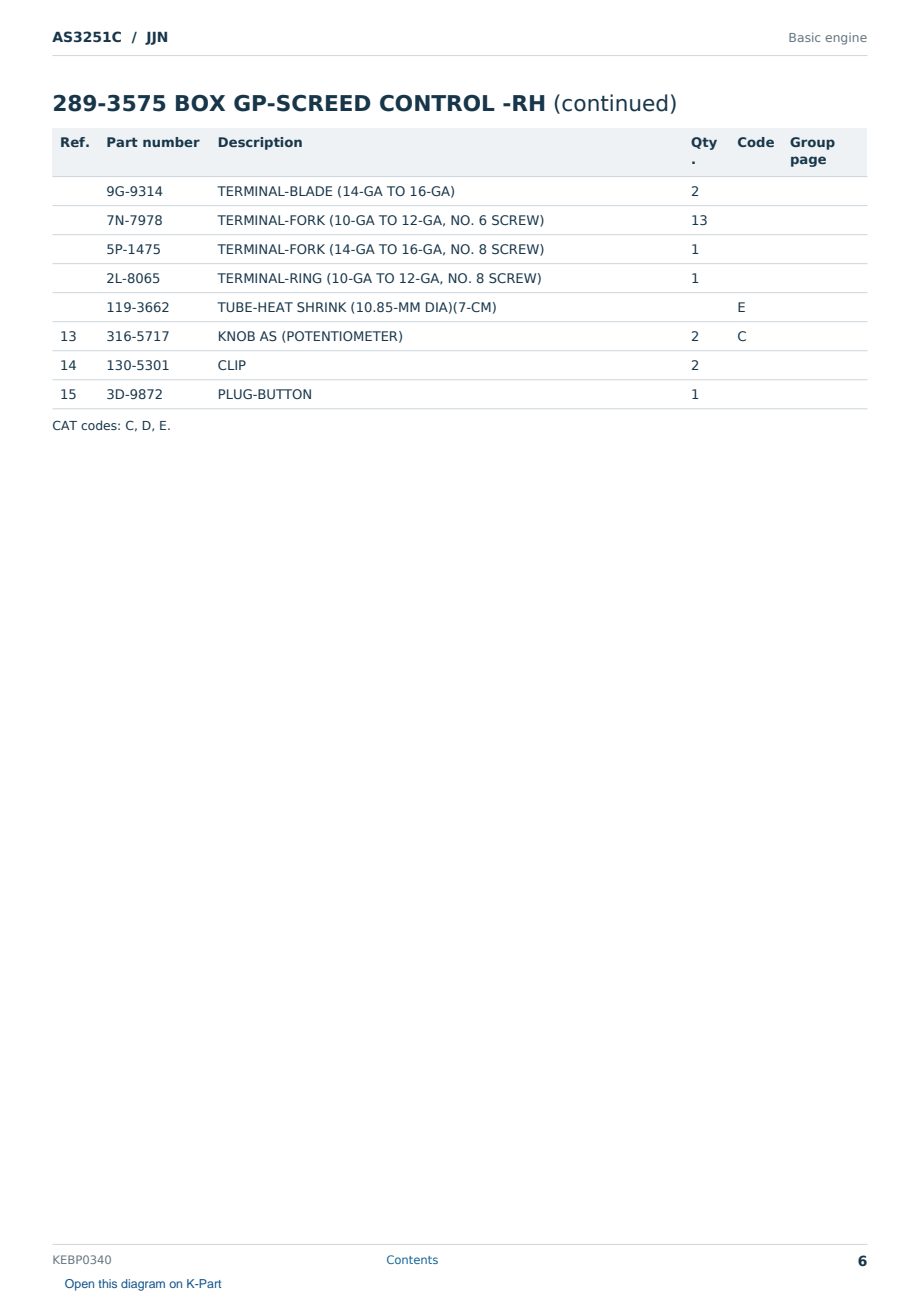 Caterpillar AS3251C S/N JJN Partsbook KEBP0340 (English) - sample page 6 of 10 Caterpillar AS3251C S/N JJN Partsbook KEBP0340 (English) - sample page 6 of 10
