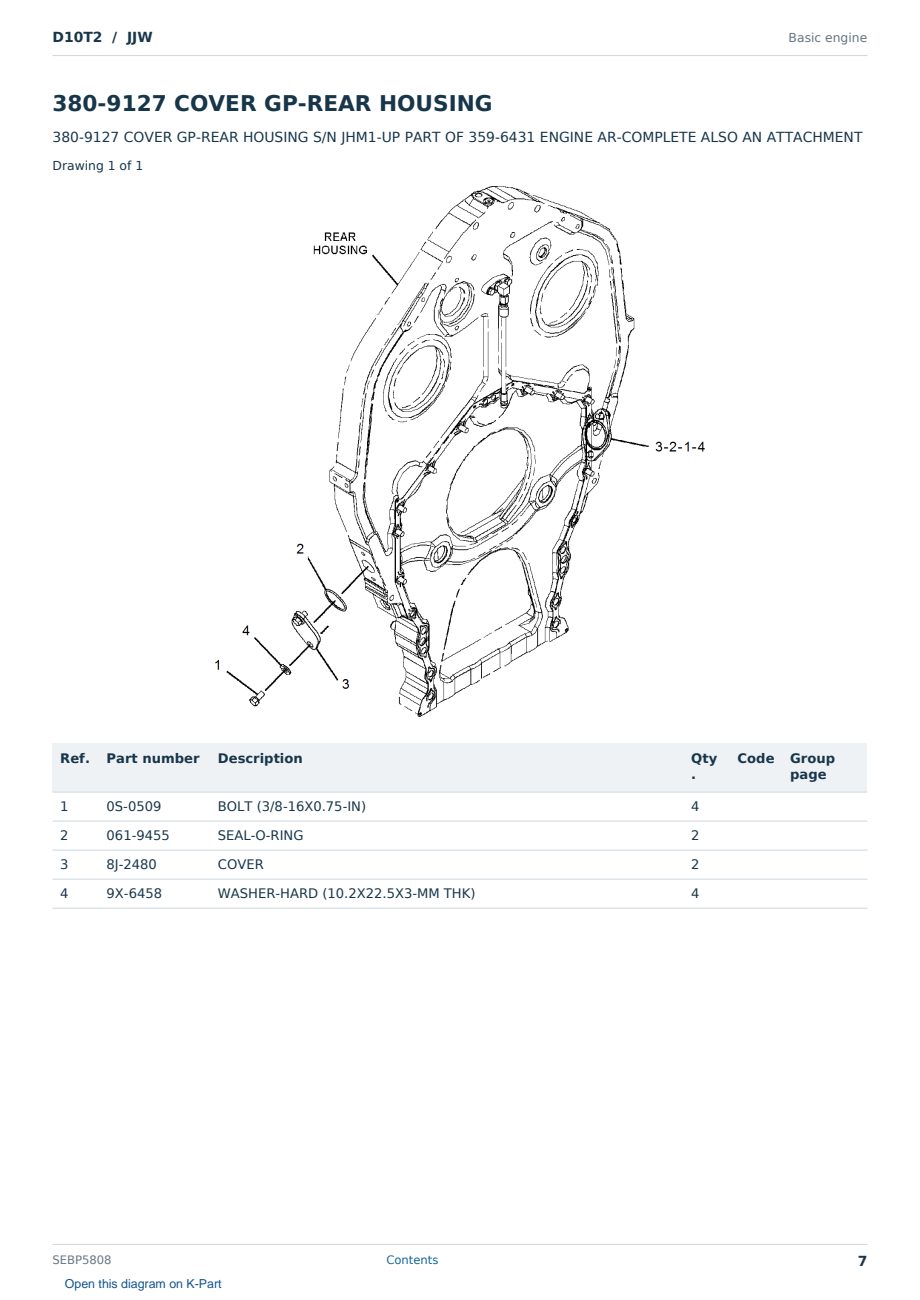 Caterpillar D10T2 S/N JJW Partsbook SEBP5808 (English) - sample page 7 of 10 Caterpillar D10T2 S/N JJW Partsbook SEBP5808 (English) - sample page 7 of 10