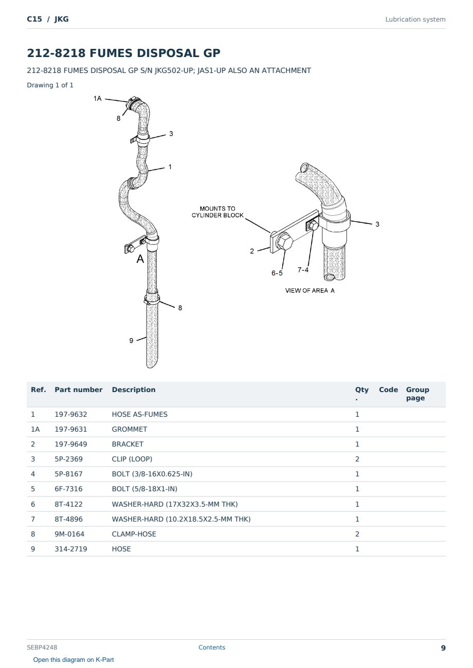 Caterpillar C15 S/N JKG Partsbook SEBP4248 (English) - sample page 9 of 10 Caterpillar C15 S/N JKG Partsbook SEBP4248 (English) - sample page 9 of 10